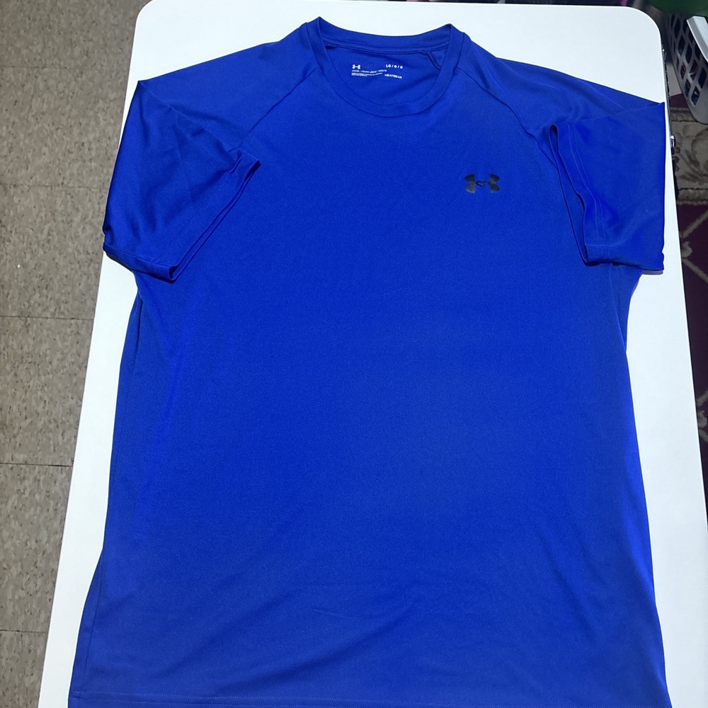 Under Armour Heatgear Blue/Black Loose Short Sleeve Athletic T-Shirt Mens Sz L